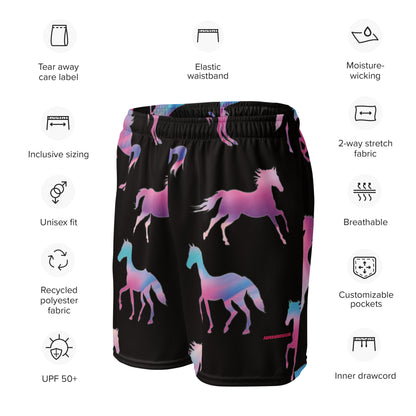 Ken & Barbie's Pink and Blue Horses Unisex Exercise Shorts