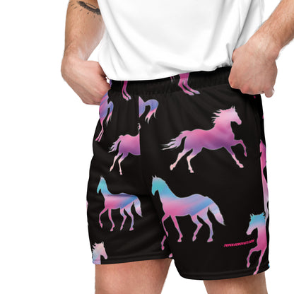 Ken & Barbie's Pink and Blue Horses Unisex Exercise Shorts