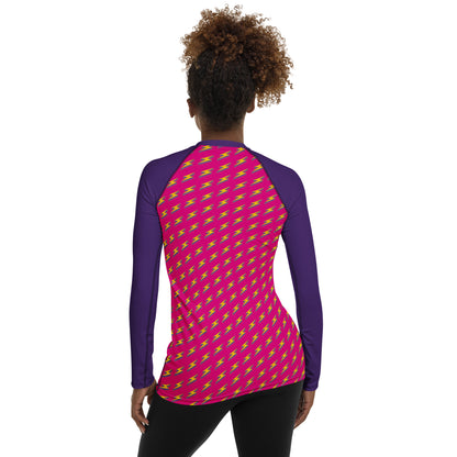 Intergalactic Lightning Bolt (Pink) Women's Rash Guard