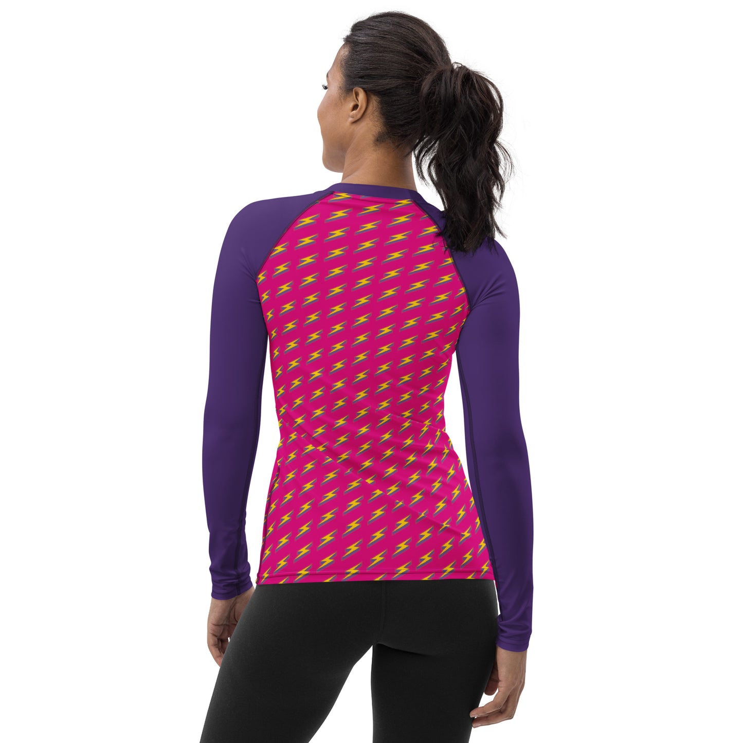 Intergalactic Lightning Bolt (Pink) Women's Rash Guard