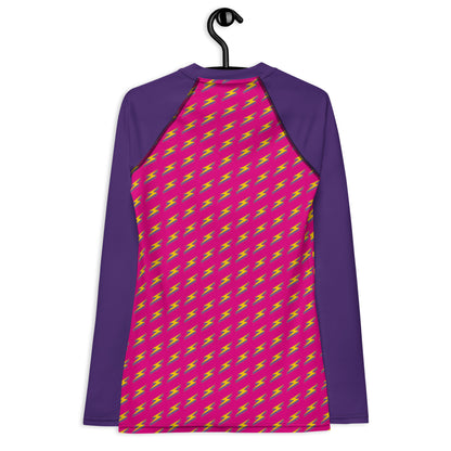 Intergalactic Lightning Bolt (Pink) Women's Rash Guard