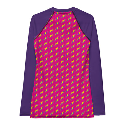 Intergalactic Lightning Bolt (Pink) Women's Rash Guard