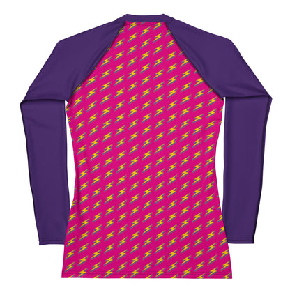 Intergalactic Lightning Bolt (Pink) Women's Rash Guard