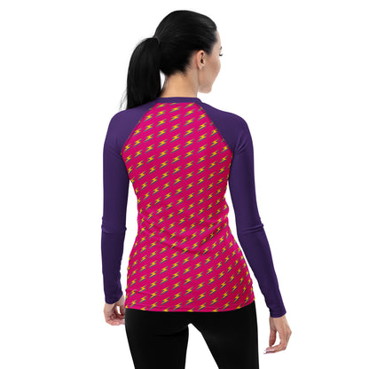 Intergalactic Lightning Bolt (Pink) Women's Rash Guard