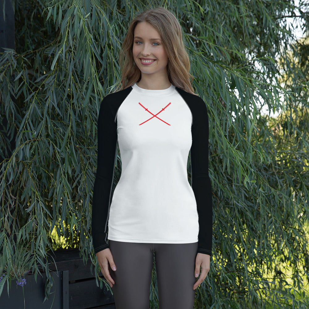 Deadpool Katanas (White) Women's Rash Guard