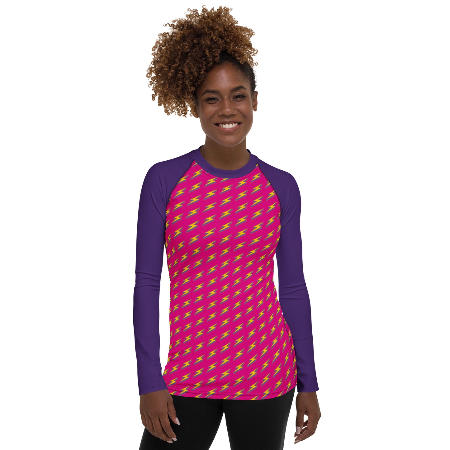 Intergalactic Lightning Bolt (Pink) Women's Rash Guard