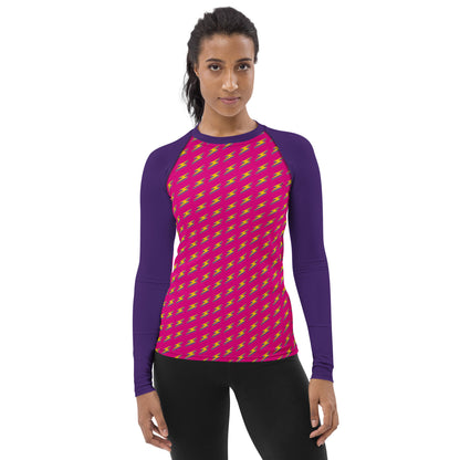 Intergalactic Lightning Bolt (Pink) Women's Rash Guard