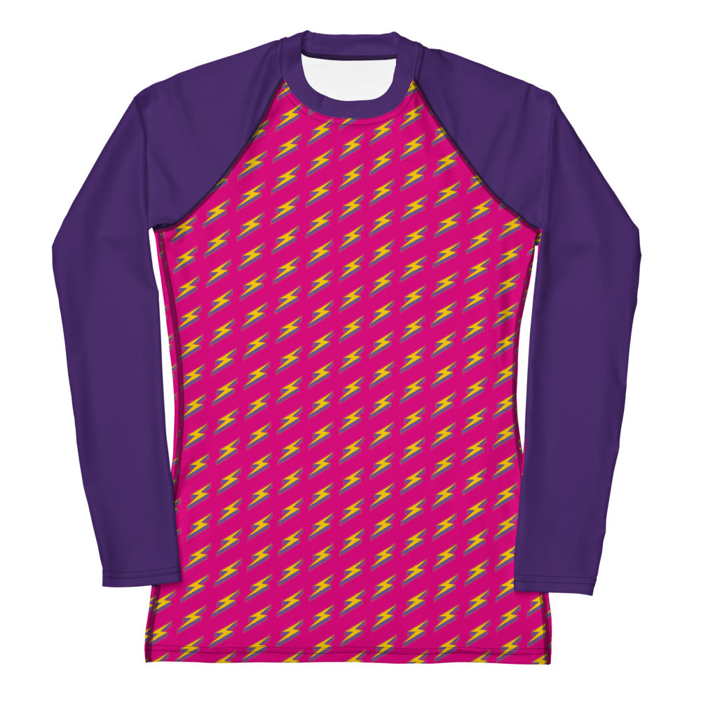 Intergalactic Lightning Bolt (Pink) Women's Rash Guard