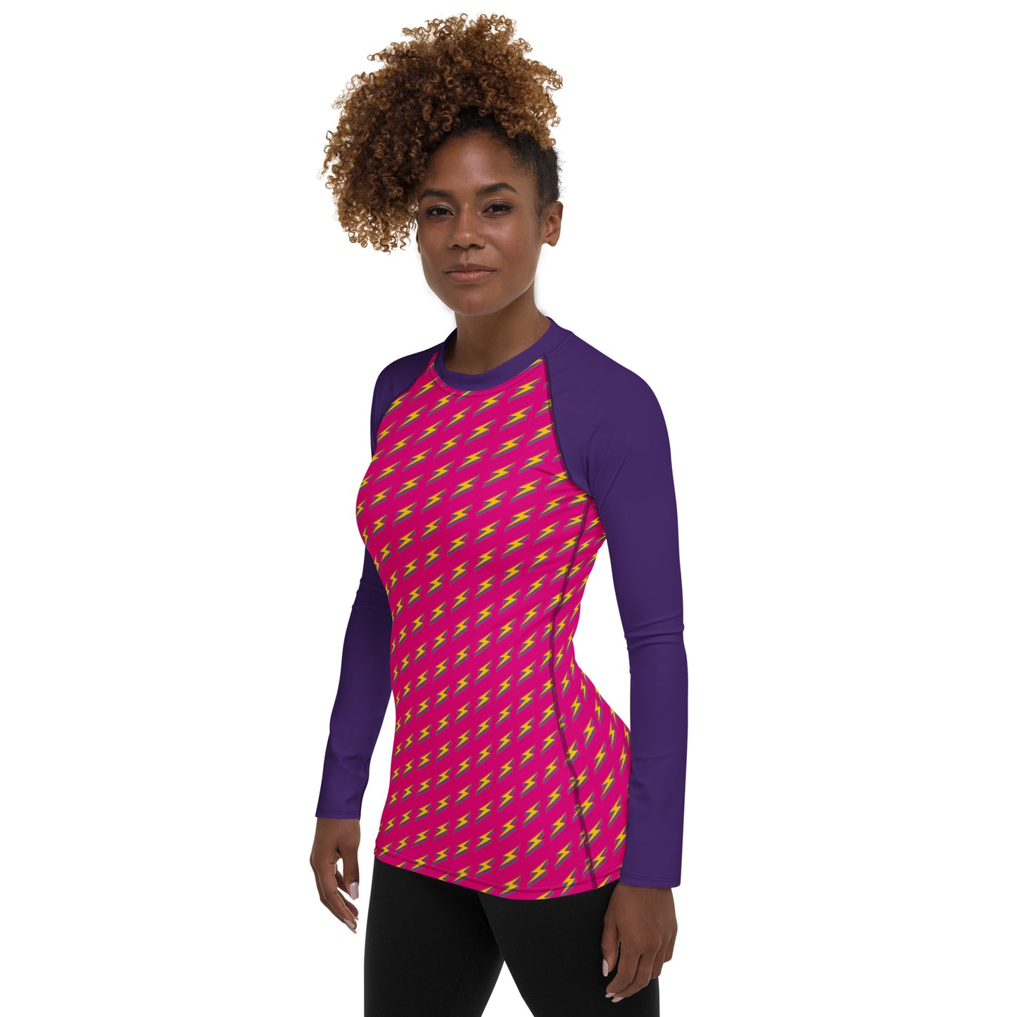 Intergalactic Lightning Bolt (Pink) Women's Rash Guard