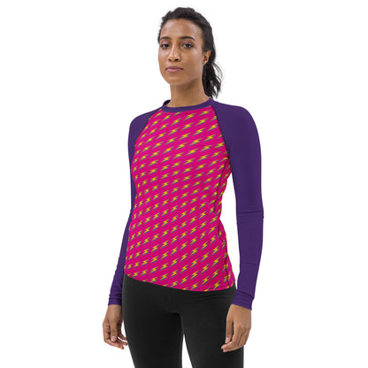 Intergalactic Lightning Bolt (Pink) Women's Rash Guard