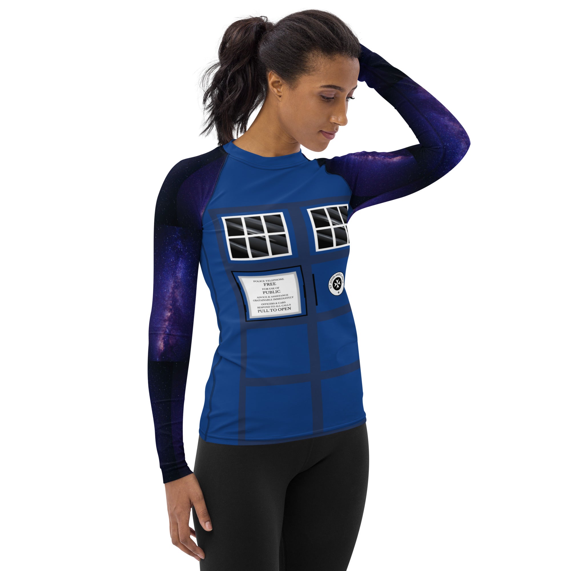 T.A.R.D.I.S Women's Rash Guard – SuperheroSuit.com