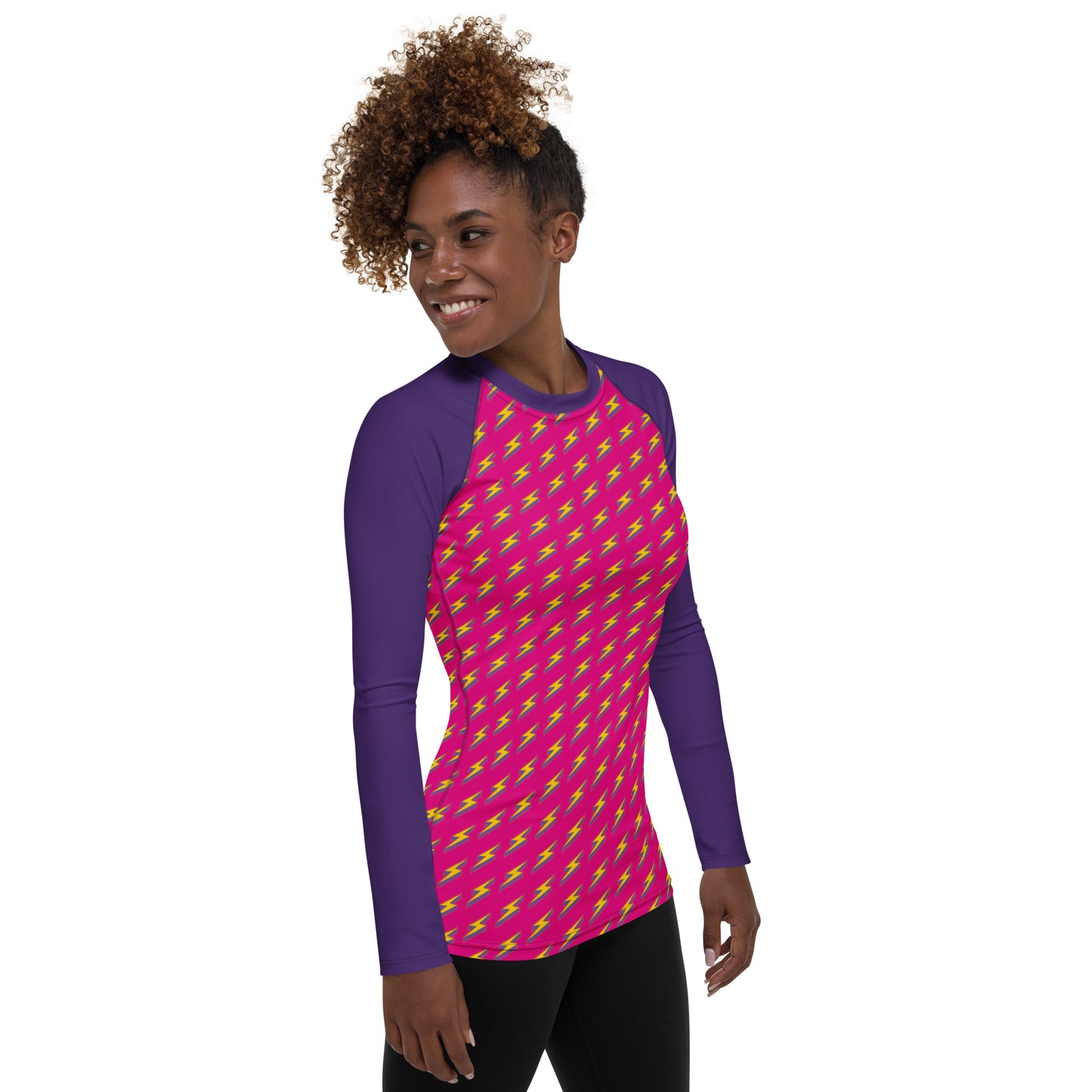 Intergalactic Lightning Bolt (Pink) Women's Rash Guard