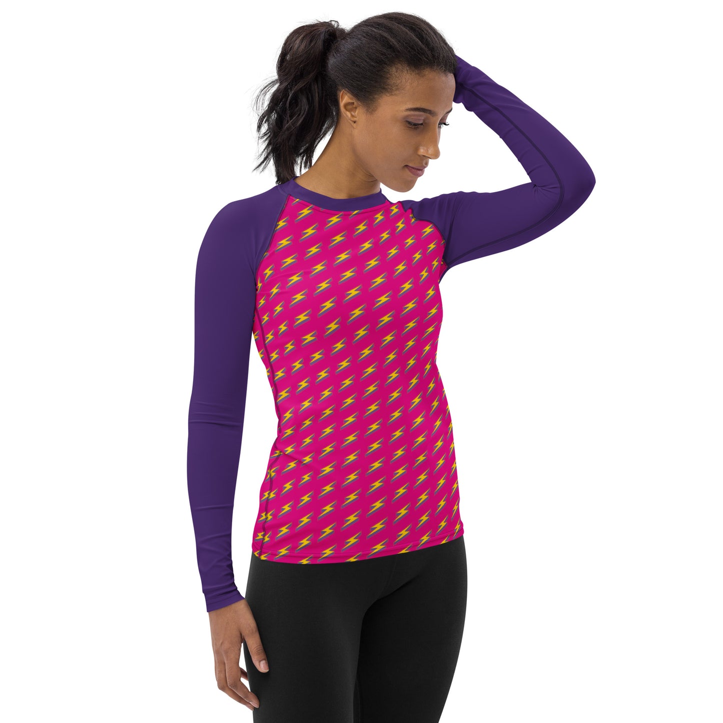 Intergalactic Lightning Bolt (Pink) Women's Rash Guard