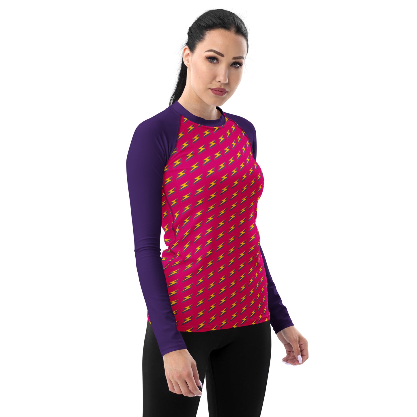 Intergalactic Lightning Bolt (Pink) Women's Rash Guard