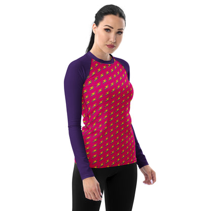 Intergalactic Lightning Bolt (Pink) Women's Rash Guard