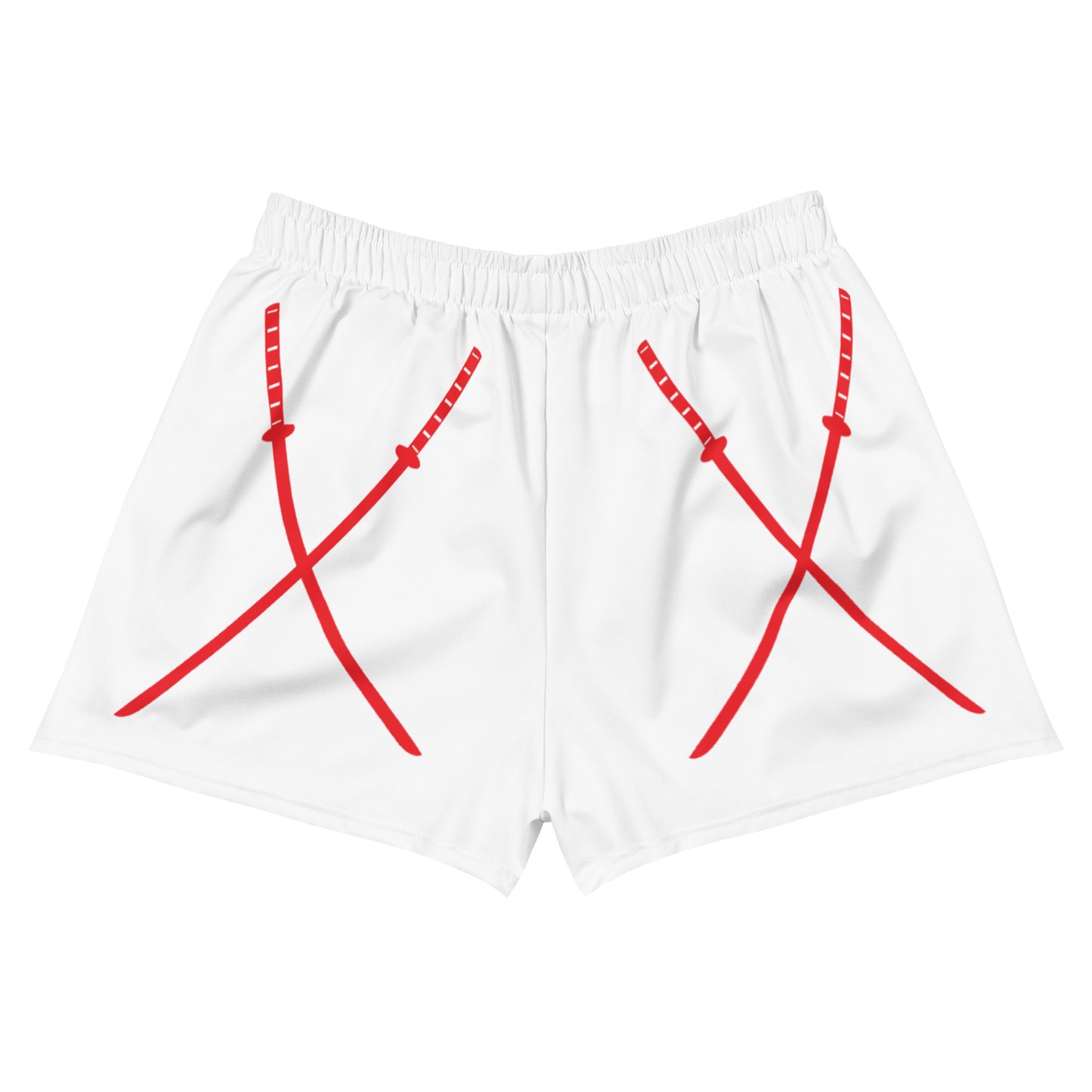 Deadpool Katanas (White) Women’s Recycled Athletic Shorts