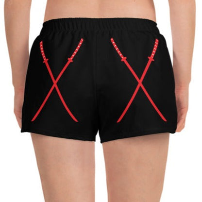 Deadpool Katanas (Black) Women’s Recycled Athletic Shorts