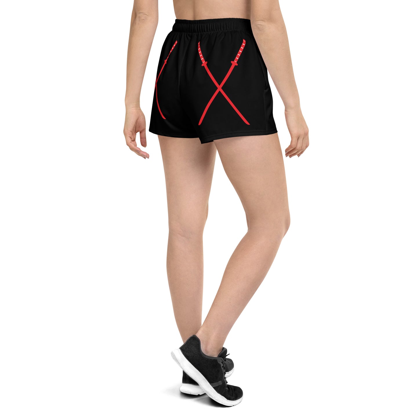 Deadpool Katanas (Black) Women’s Recycled Athletic Shorts