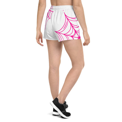 Spider-Gwen Webs (White) Women’s Recycled Athletic Shorts