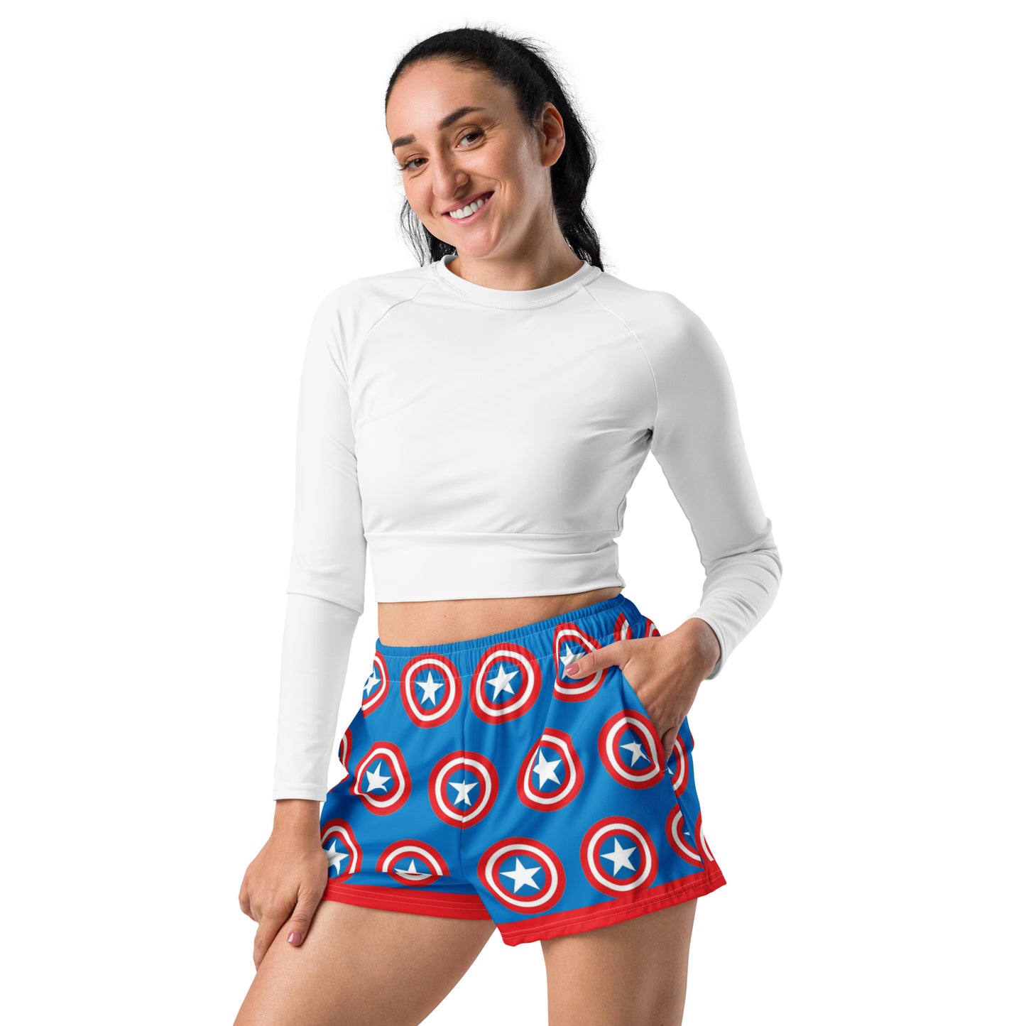 Captain America Shield Women’s Recycled Athletic Shorts