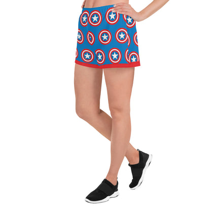 Captain America Shield Women’s Recycled Athletic Shorts