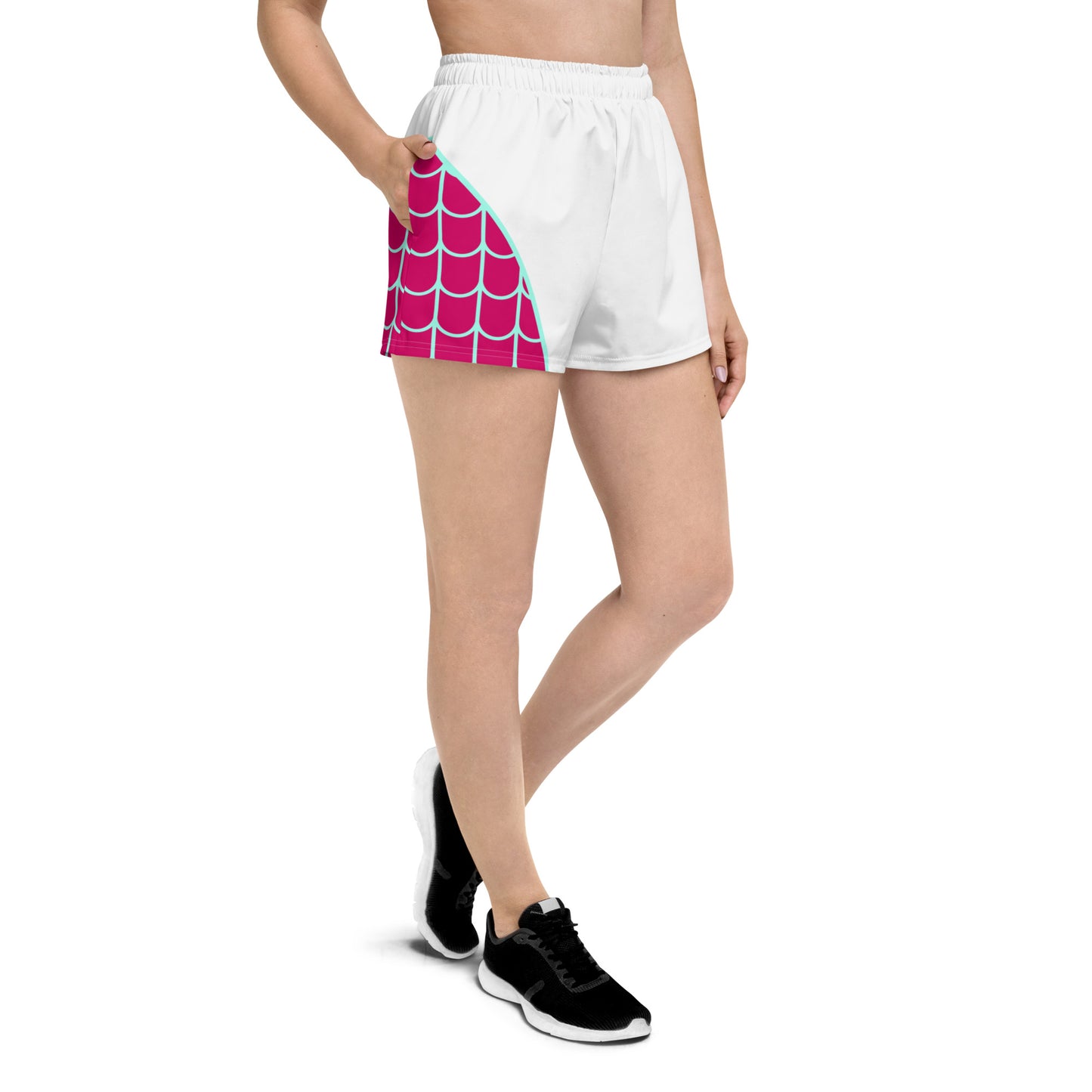 Spider-Gwen Women’s Recycled Athletic Shorts (White)