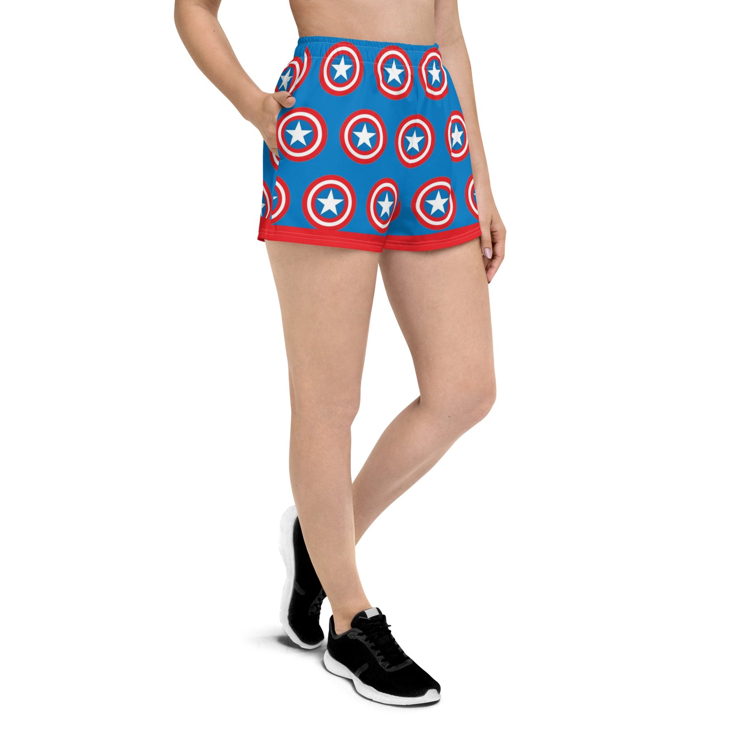 Captain America Shield Women’s Recycled Athletic Shorts