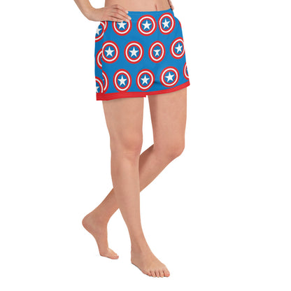 Captain America Shield Women’s Recycled Athletic Shorts