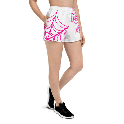 Spider-Gwen Webs (White) Women’s Recycled Athletic Shorts