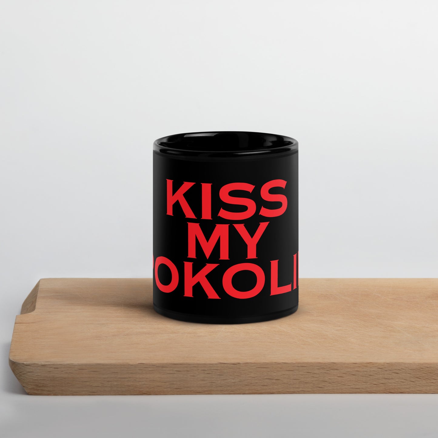 Darkseid "Kiss My Apokolips" Black Glossy Mug