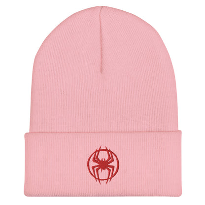 Miles Morales Spray Painted Spider Logo Embroidered Cuffed Beanie