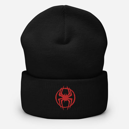 Miles Morales Spray Painted Spider Logo Embroidered Cuffed Beanie