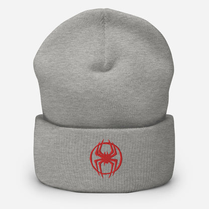 Miles Morales Spray Painted Spider Logo Embroidered Cuffed Beanie