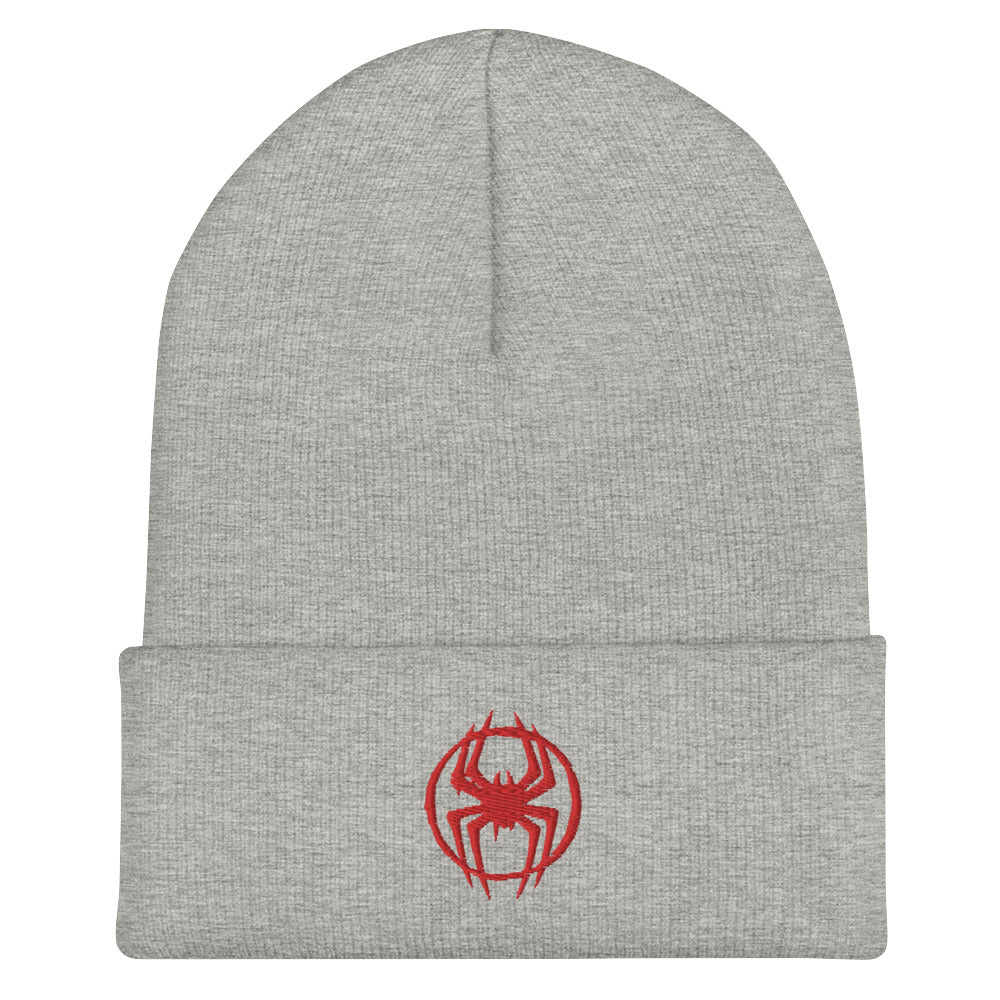 Miles Morales Spray Painted Spider Logo Embroidered Cuffed Beanie