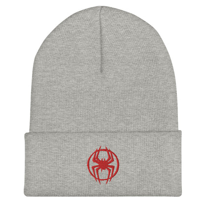 Miles Morales Spray Painted Spider Logo Embroidered Cuffed Beanie