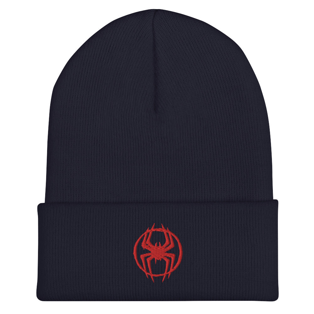 Miles Morales Spray Painted Spider Logo Embroidered Cuffed Beanie