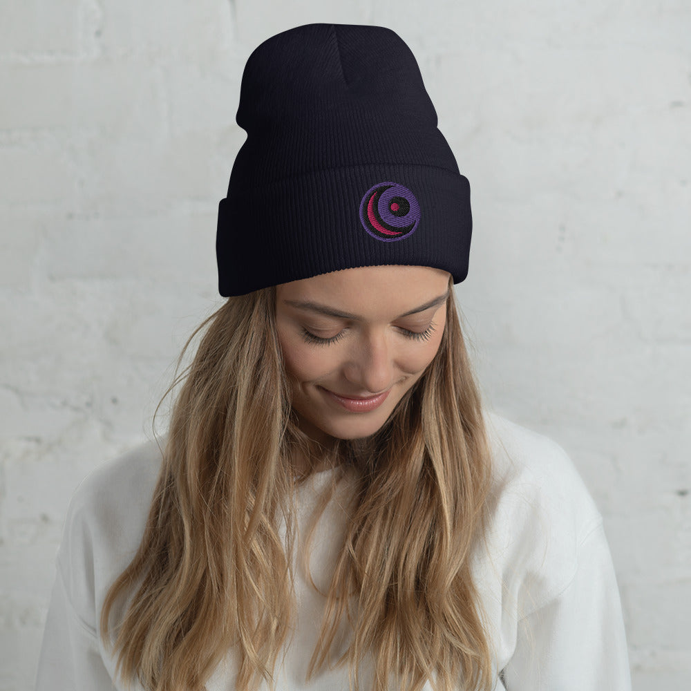 Raven Embroidered Cuffed Beanie