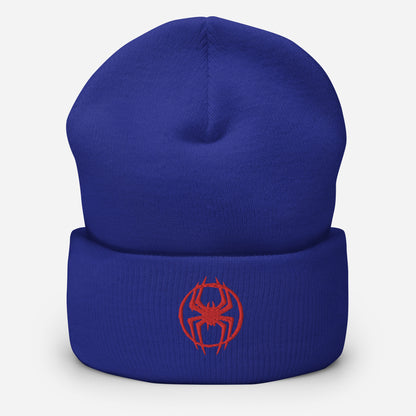 Miles Morales Spray Painted Spider Logo Embroidered Cuffed Beanie