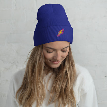 Intergalactic Lightning Bolt Embroidered Cuffed Beanie