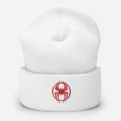 Miles Morales Spray Painted Spider Logo Embroidered Cuffed Beanie