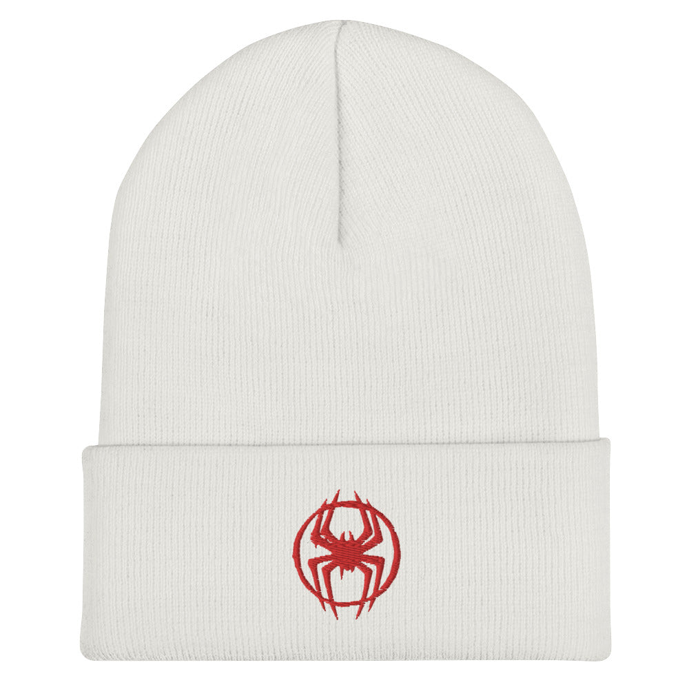 Miles Morales Spray Painted Spider Logo Embroidered Cuffed Beanie