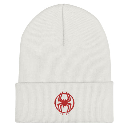 Miles Morales Spray Painted Spider Logo Embroidered Cuffed Beanie