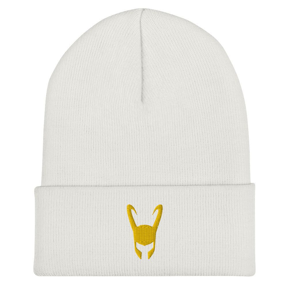 Loki Helmet Embroidered Cuffed Beanie