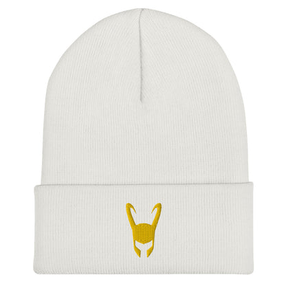 Loki Helmet Embroidered Cuffed Beanie