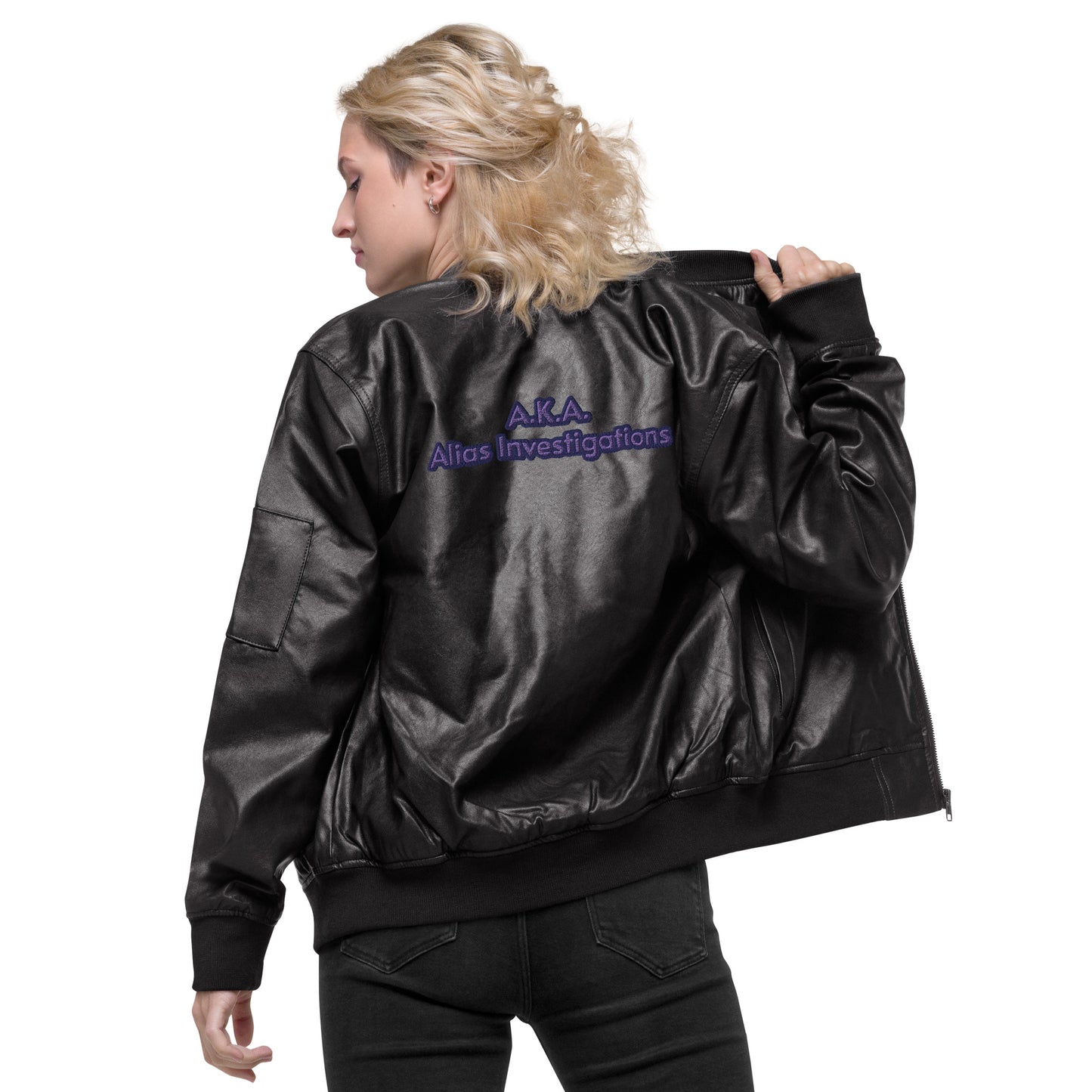 Jessica Jones A.K.A. Alias Investigations Embroidered Leather Bomber Jacket