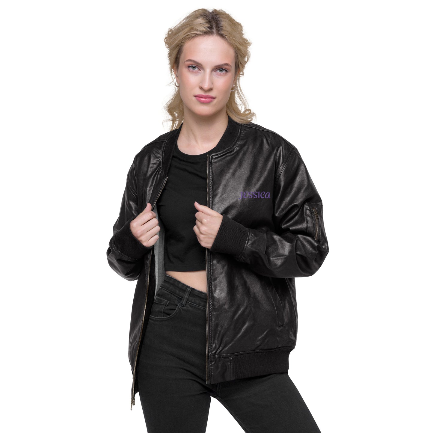 Jessica Jones A.K.A. Alias Investigations Embroidered Leather Bomber Jacket