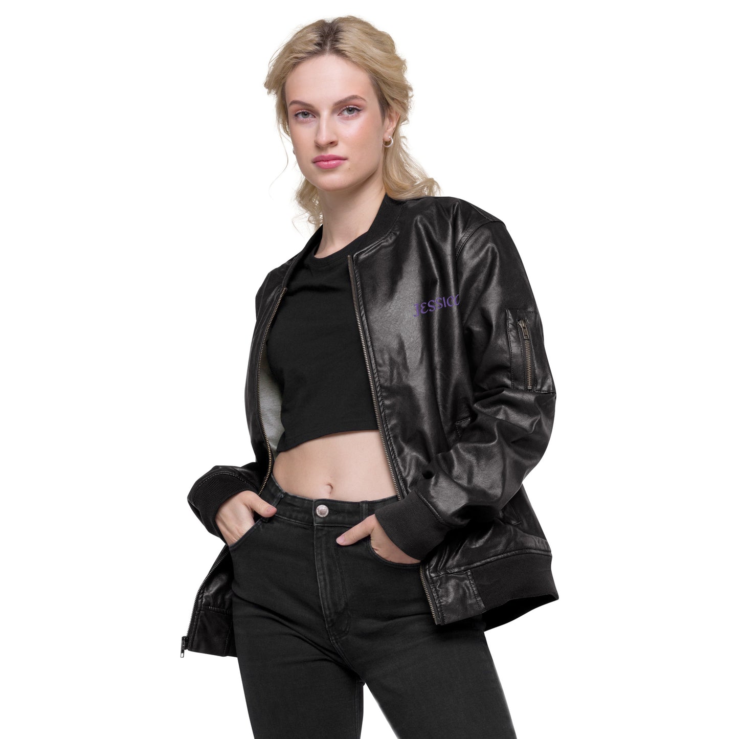 Jessica Jones A.K.A. Alias Investigations Embroidered Leather Bomber Jacket