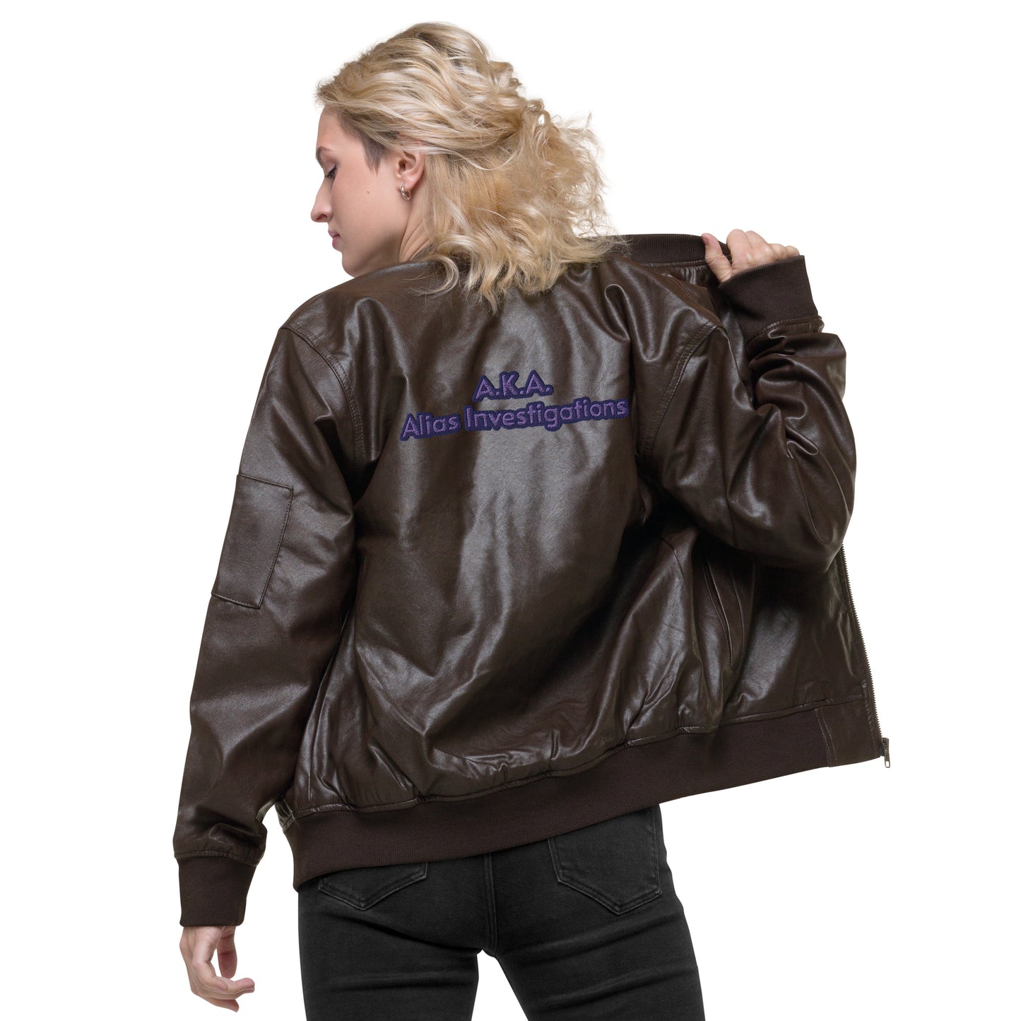 Jessica Jones A.K.A. Alias Investigations Embroidered Leather Bomber Jacket