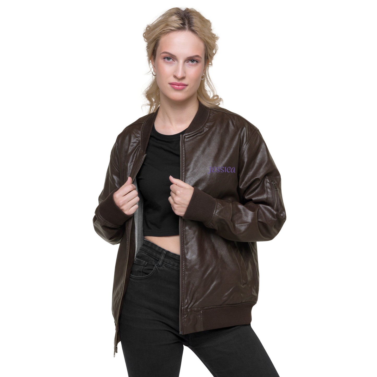 Jessica Jones A.K.A. Alias Investigations Embroidered Leather Bomber Jacket