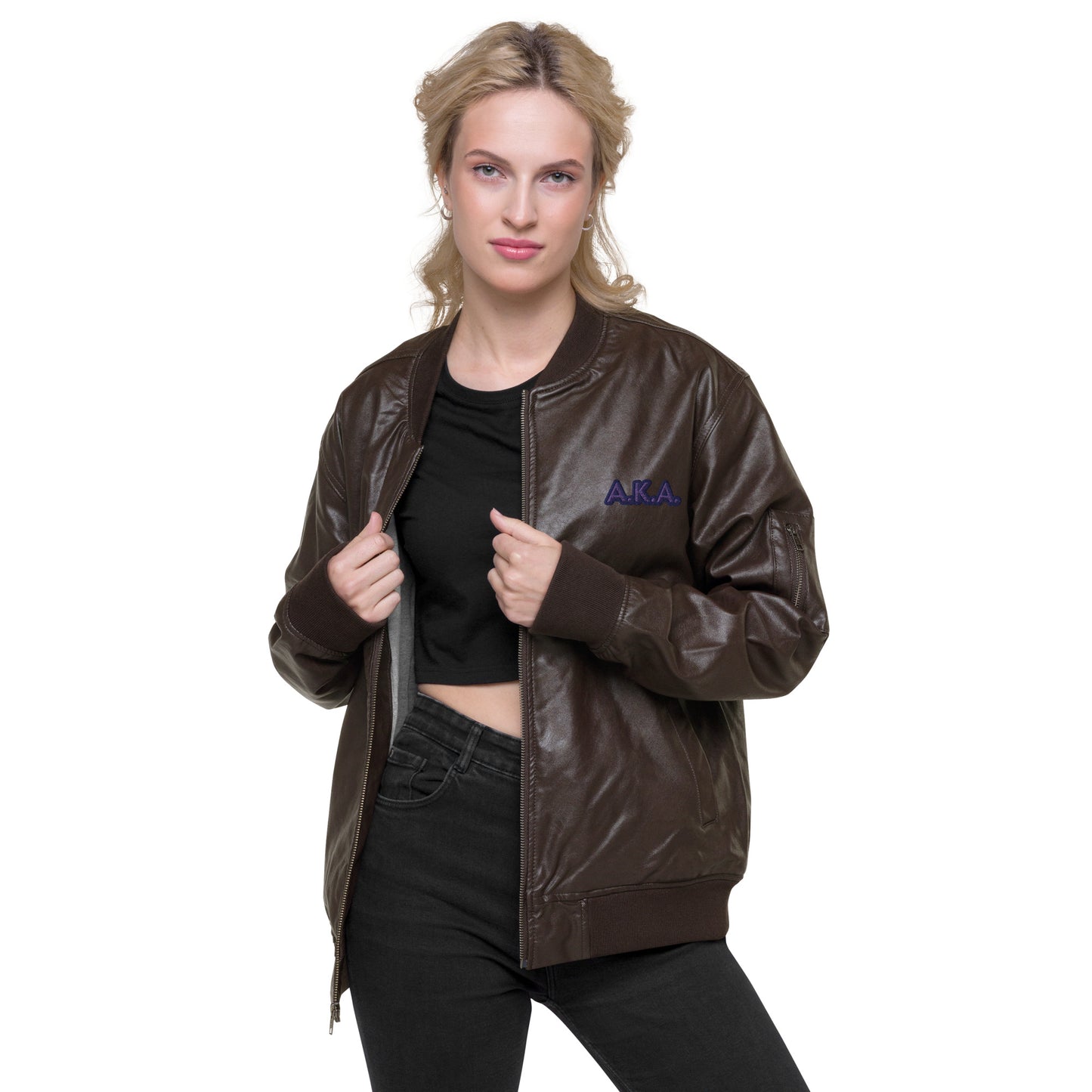 "A.K.A." Jessica Jones Costume Embroidered Leather Bomber Jacket